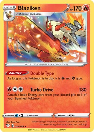 Image of Blaziken 024/189  - Holofoil SWSH03 Darkness Ablaze - Holo Rare
