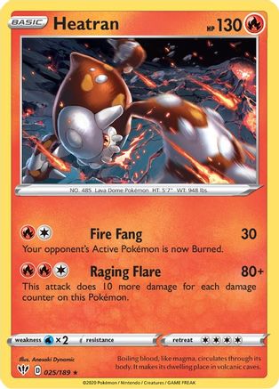 Image of Heatran 025/189  - Reverse Holofoil SWSH03 Darkness Ablaze - Holo Rare