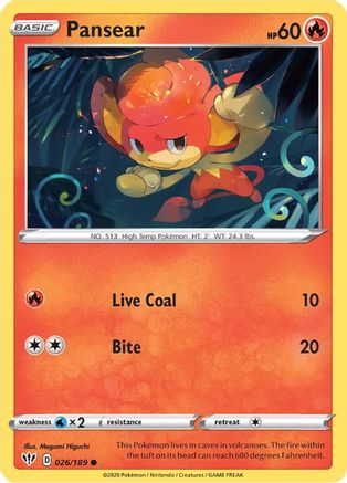 Image of Pansear 026/189  SWSH03 Darkness Ablaze - Common