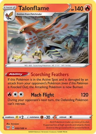 Image of Talonflame 032/189  SWSH03 Darkness Ablaze - Rare