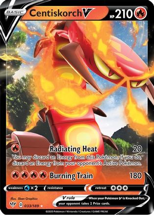 Image of Centiskorch V 033/189  - Holofoil SWSH03 Darkness Ablaze - Ultra Rare