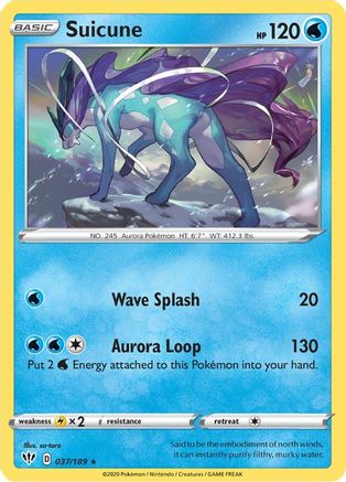 Image of Suicune 037/189  - Reverse Holofoil SWSH03 Darkness Ablaze - Holo Rare