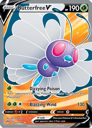 Image of Butterfree V (Full Art) 177/189  - Holofoil SWSH03 Darkness Ablaze - Ultra Rare