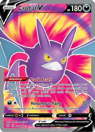 Image of Crobat V (Full Art) 182/189  - Holofoil SWSH03 Darkness Ablaze - Ultra Rare