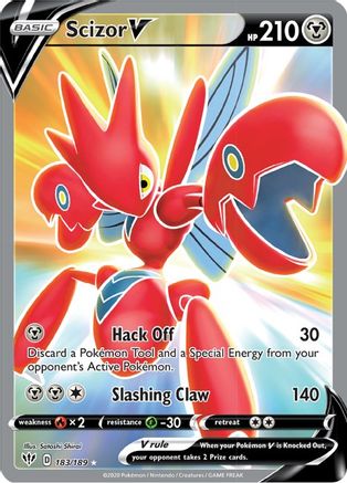 Image of Scizor V (Full Art) 183/189  - Holofoil SWSH03 Darkness Ablaze - Ultra Rare