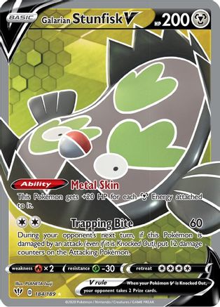 Image of Galarian Stunfisk V (Full Art) 184/189  - Holofoil SWSH03 Darkness Ablaze - Ultra Rare