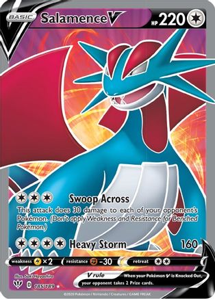 Image of Salamence V (Full Art) 185/189  - Holofoil SWSH03 Darkness Ablaze - Ultra Rare