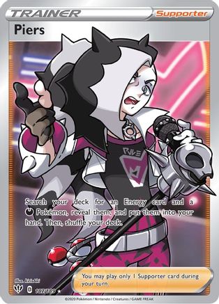Image of Piers (Full Art) 187/189  - Holofoil SWSH03 Darkness Ablaze - Ultra Rare