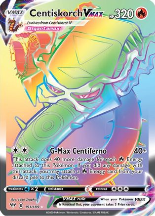 Image of Centiskorch VMAX (Secret) 191/189  - Holofoil SWSH03 Darkness Ablaze - Secret Rare