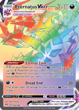 Image of Eternatus VMAX (Secret) 192/189  - Holofoil SWSH03 Darkness Ablaze - Secret Rare