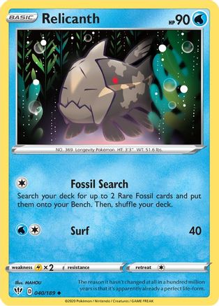 Image of Relicanth 040/189  SWSH03 Darkness Ablaze - Uncommon