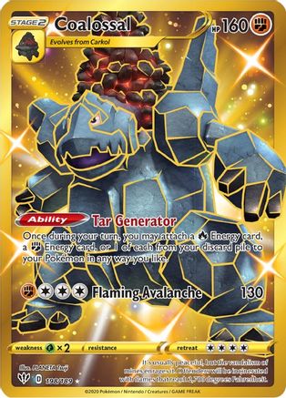 Image of Coalossal (Secret) 198/189  - Holofoil SWSH03 Darkness Ablaze - Secret Rare
