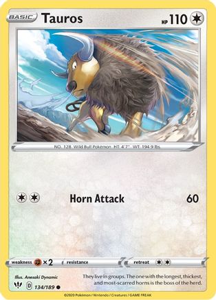 Image of Tauros 134/189  SWSH03 Darkness Ablaze - Common