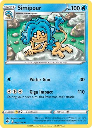 Image of Simipour 042/189  - Reverse Holofoil SWSH03 Darkness Ablaze - Uncommon