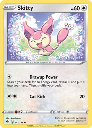 Image of Skitty 141/189  - Reverse Holofoil SWSH03 Darkness Ablaze - Common
