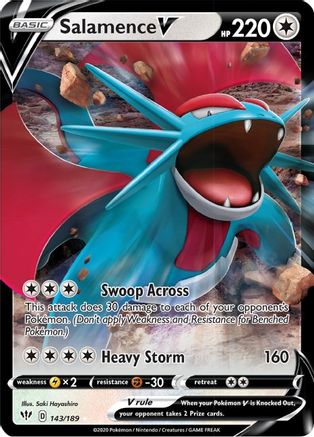 Image of Salamence V 143/189  - Holofoil SWSH03 Darkness Ablaze - Ultra Rare