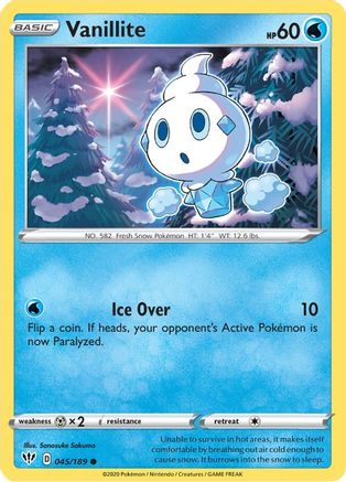 Image of Vanillite 045/189  - Reverse Holofoil SWSH03 Darkness Ablaze - Common