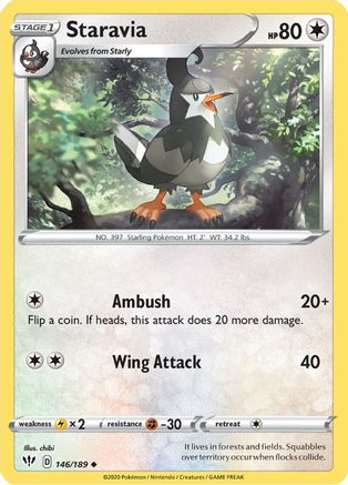Image of Staravia 146/189  SWSH03 Darkness Ablaze - Uncommon