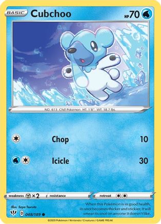 Image of Cubchoo 048/189  - Reverse Holofoil SWSH03 Darkness Ablaze - Common