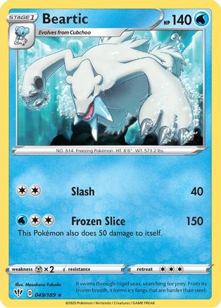 Image of Beartic 049/189  - Reverse Holofoil SWSH03 Darkness Ablaze - Rare