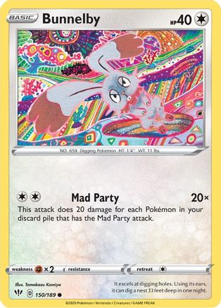 Image of Bunnelby 150/189  - Reverse Holofoil SWSH03 Darkness Ablaze - Common