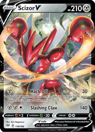 Image of Scizor V 118/189  - Holofoil SWSH03 Darkness Ablaze - Ultra Rare