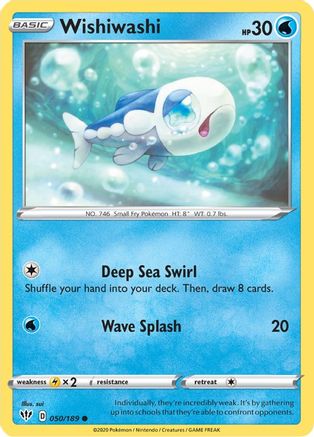 Image of Wishiwashi 050/189  - Reverse Holofoil SWSH03 Darkness Ablaze - Common