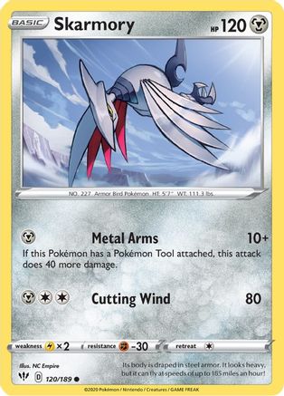 Image of Skarmory 120/189  - Reverse Holofoil SWSH03 Darkness Ablaze - Common