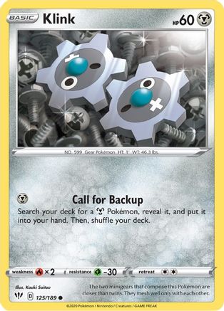 Image of Klink 125  - Reverse Holofoil SWSH03 Darkness Ablaze - Common