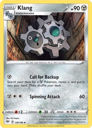 Image of Klang 126/189  - Reverse Holofoil SWSH03 Darkness Ablaze - Uncommon