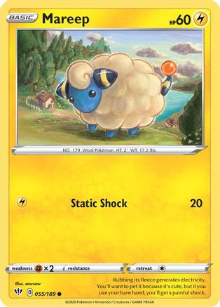 Image of Mareep 055/189  - Reverse Holofoil SWSH03 Darkness Ablaze - Common