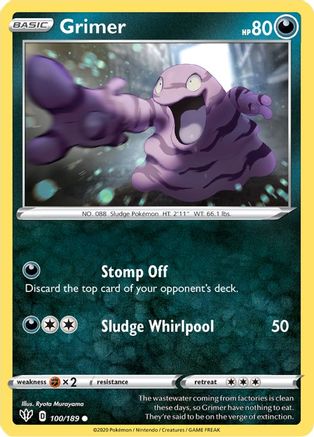 Image of Grimer 100/189  - Reverse Holofoil SWSH03 Darkness Ablaze - Common