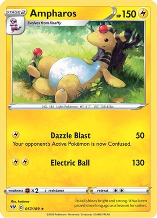 Image of Ampharos 057/189  SWSH03 Darkness Ablaze - Rare