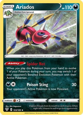 Image of Ariados 103/189  SWSH03 Darkness Ablaze - Uncommon
