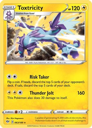 Image of Toxtricity 063/189  - Reverse Holofoil SWSH03 Darkness Ablaze - Holo Rare