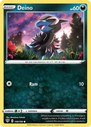 Image of Deino 108/189  SWSH03 Darkness Ablaze - Common