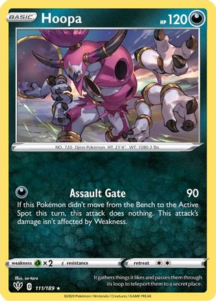 Image of Hoopa 111/189  - Holofoil SWSH03 Darkness Ablaze - Holo Rare