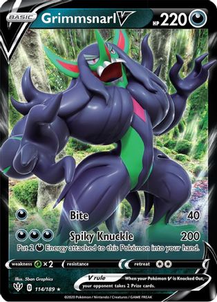 Image of Grimmsnarl V 114/189  - Holofoil SWSH03 Darkness Ablaze - Ultra Rare