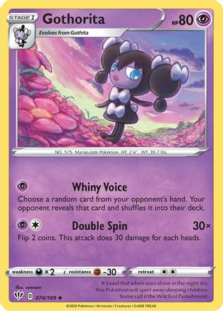 Image of Gothorita 074/189  - Reverse Holofoil SWSH03 Darkness Ablaze - Uncommon