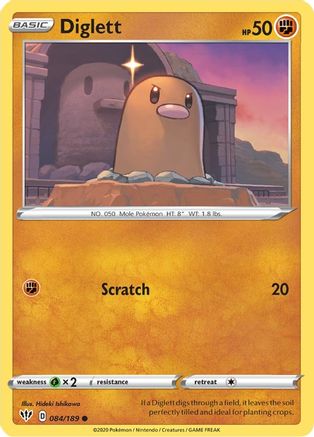 Image of Diglett 084/189  - Reverse Holofoil SWSH03 Darkness Ablaze - Common