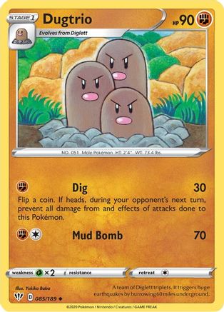 Image of Dugtrio 085/189  SWSH03 Darkness Ablaze - Uncommon