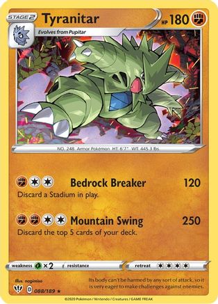 Image of Tyranitar 088/189  - Holofoil SWSH03 Darkness Ablaze - Holo Rare