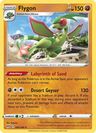 Image of Flygon 091/189  - Reverse Holofoil SWSH03 Darkness Ablaze - Rare