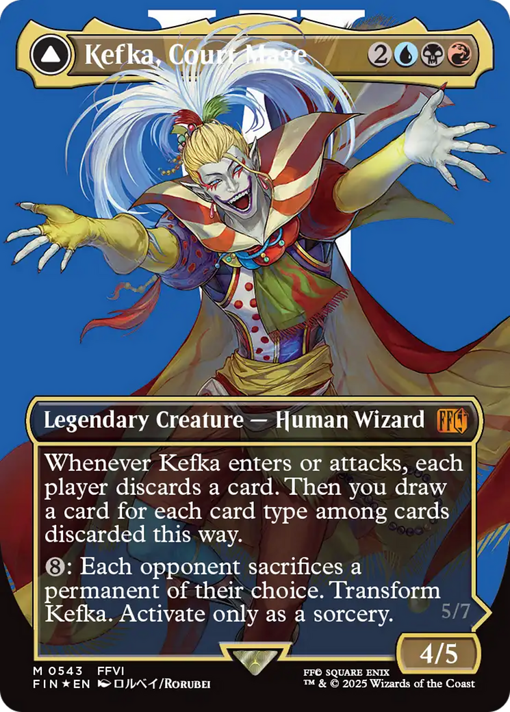 Image of Kefka, Court Mage (0543) (Borderless) (Surge Foil) (FIN-543) - FINAL FANTASY (Borderless) Foil