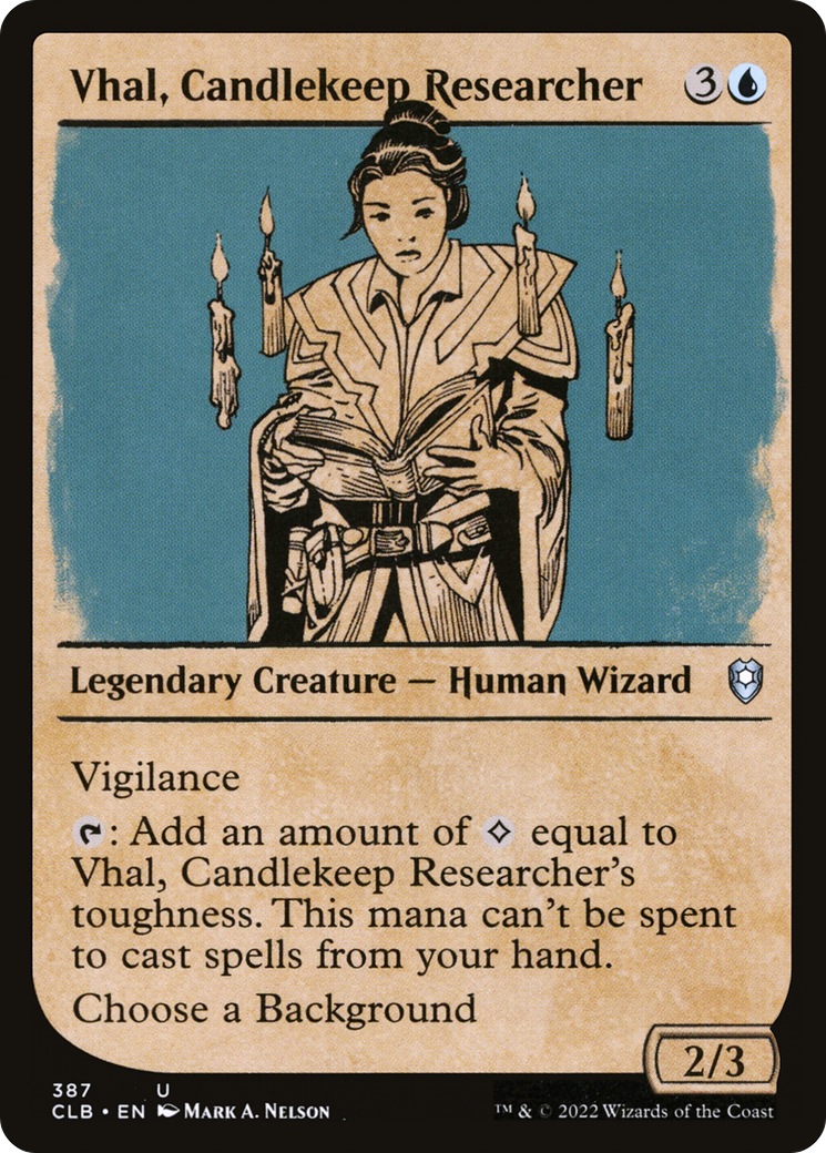 Image of Vhal, Candlekeep Researcher (Showcase) (CLB-387) - Commander Legends: Battle for Baldur's Gate: (Showcase)
