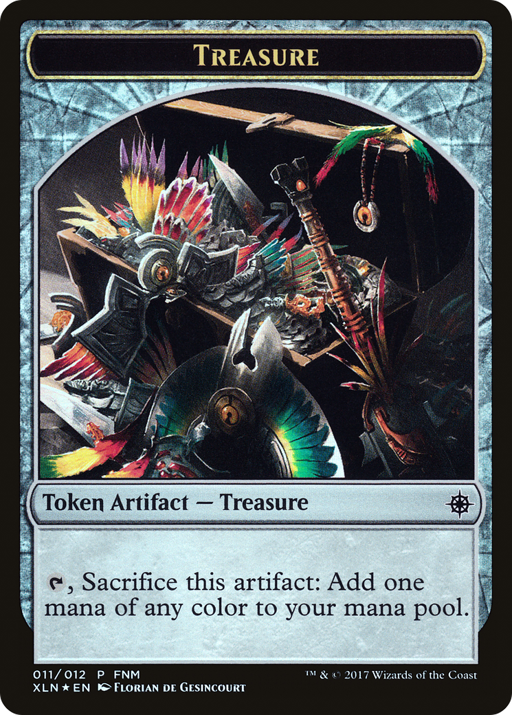 Image of Dinosaur // Treasure (011) Token (FNM-011) - Friday Night Magic 2017 Foil