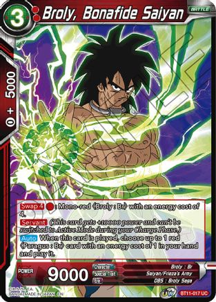 Image of Broly, Bonafide Saiyan (BT11-017) - Vermilion Bloodline Foil