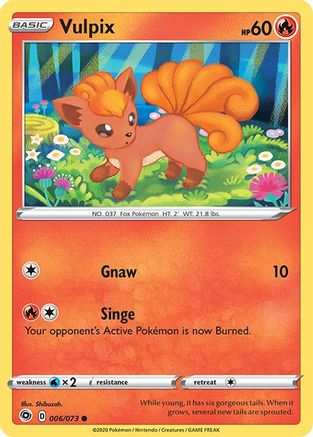 Image of Vulpix 006/73  - Reverse Holofoil Champions Path - Common