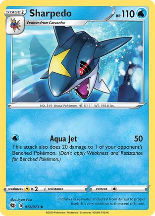 Image of Sharpedo 012/73  - Reverse Holofoil Champions Path - Uncommon