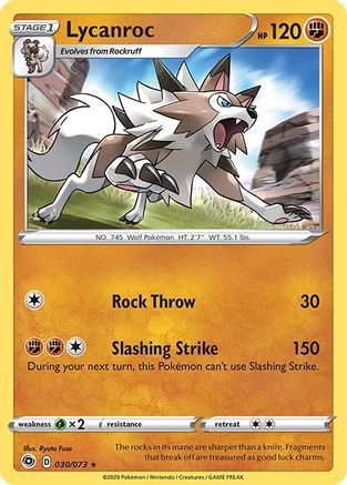 Image of Lycanroc 030/73  - Holofoil Champions Path - Holo Rare
